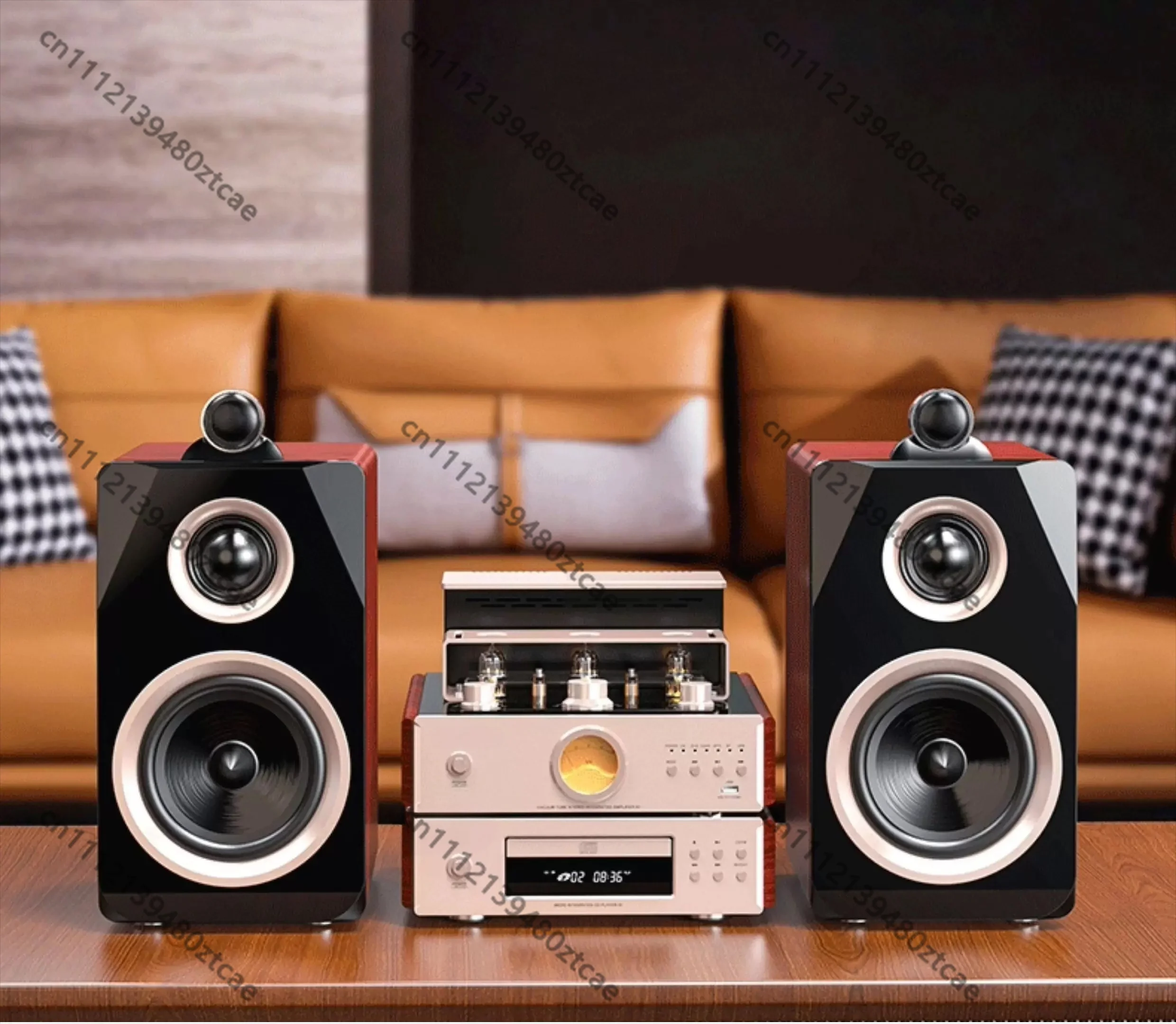 HiFi Retro Wood Audio System Bluetooth Tube Amplifier Combo CD Player Home High Fidelity Speaker