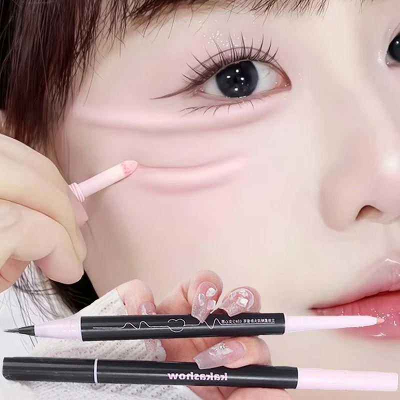 Caneta de sombra de bicho-da-seda iluminadora, suave, de longa duração, à prova d'água, fosca, rosa brilhante, sombra de pálpebra, lápis, maquiagem coreana