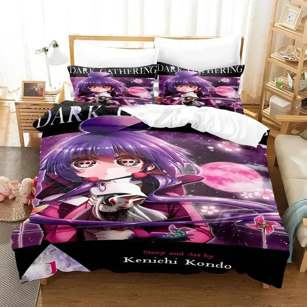 New Anime Dark Gathering Bedding Set Printed Bed Set With Pillowcase Bed Duvet Cover Soft Single Double Queen Super King Size