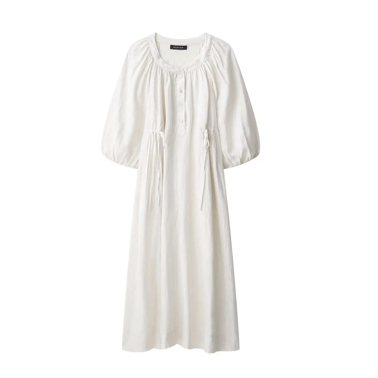 숙녀 새로운 패션 레이스 업 장식 느슨한 면화 및 린넨 기모노 셔츠 드레스 복고풍 긴 소매 가운 드레스