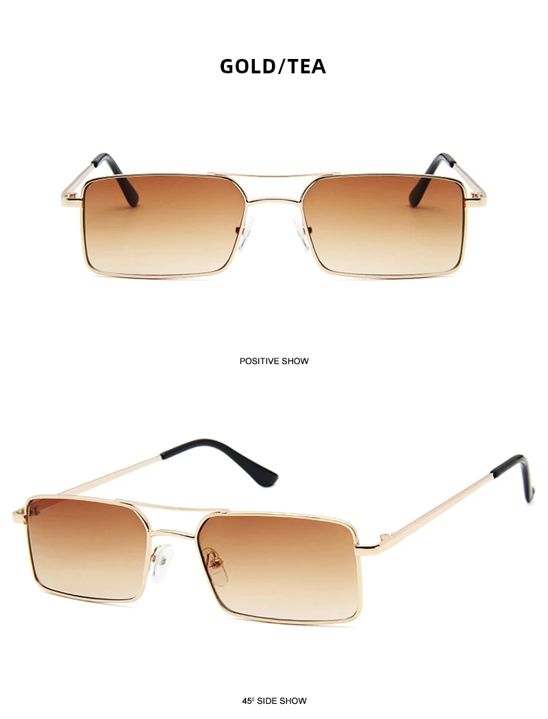 Vintage Rechteck Sonnenbrille Frauen Männer klassische kleine Metall Sonnenbrille weibliche Mode Sommer im Freien fahren Urlaub Schatten – Detail 10