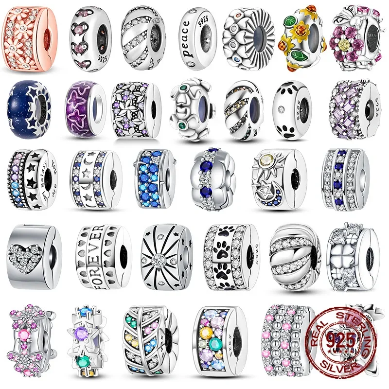 

925 Sterling Silver Classic Flowers Love Beads Fit Original Pandora Bracelet Beads Pendant Colorful Women Jewelry DIY Gift 2024