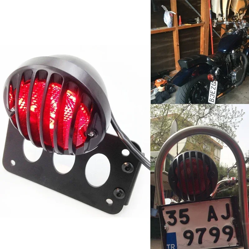 

Motor Parts LED Iron Side Mount Tag License Plate Holder Bracket LED Tail Light for Harley Softail