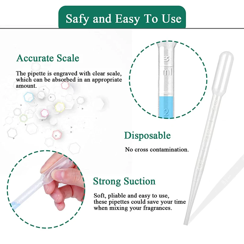 50Pcs Plastic Disposable Transfer Pipettes 0.2-10ML Graduated Eye Dropper For Lip Gloss Essential Oils Laboratory Science Liquid