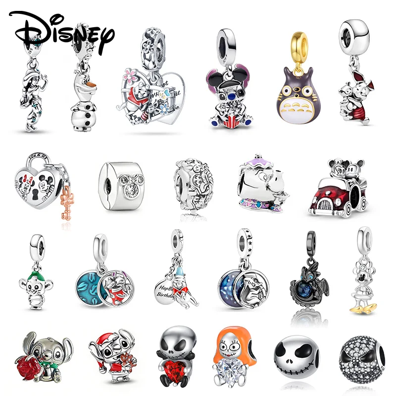 

Disney 925 Silver Mickey Minnie And Snow Treasure Stevedore Pendant Beads Suitable For Girls Bracelet Fashion Jewelry Gifts