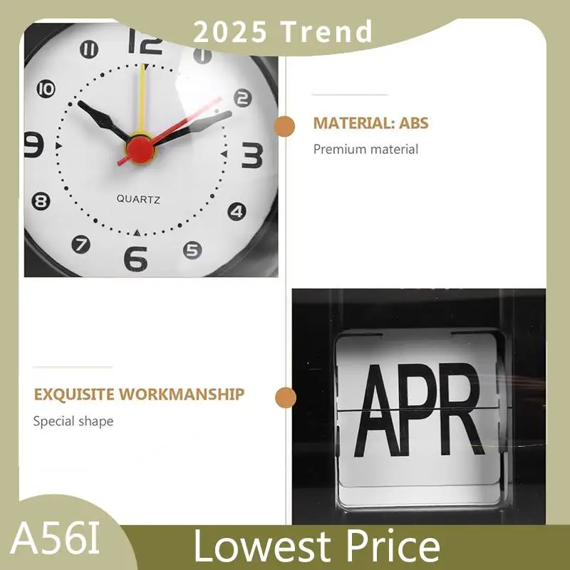 ABDD Page-Flip Clock Calendar Capsule Design Simple Wall Clock Digital Desk Clock All-Match Alarm Clock