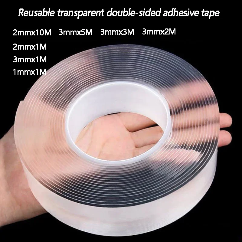 

1-10M Nano Tape Double Sided Tape Transparent Reusable Waterproof Adhesive Tapes Cleanable Bathroom Kitchen Home Tapes gekkotape