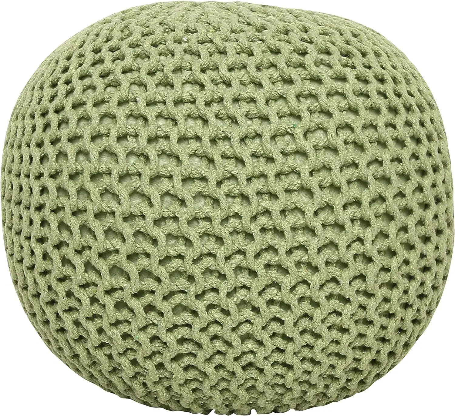 

Round Pouf Foot Stool Ottoman - Cotton Knitted Cord Pouffe - Cable Poof Filled Footrest Stuffed for Living Room - Nursery