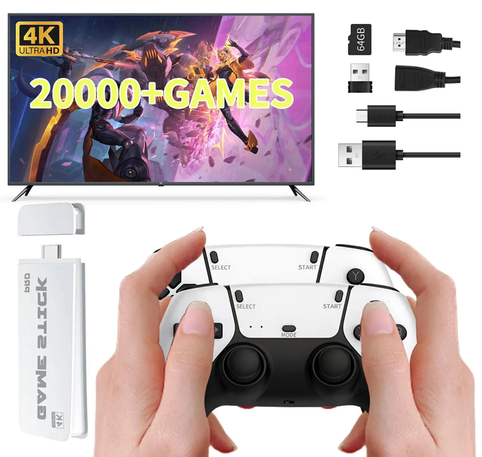 M15 ريترو لعبة 4K إخراج ووحدة تحكم لاسلكية التوصيل والتشغيل وحدة تحكم ألعاب الفيديو مع 20000 + ألعاب ممر لعبة وحدة التحكم