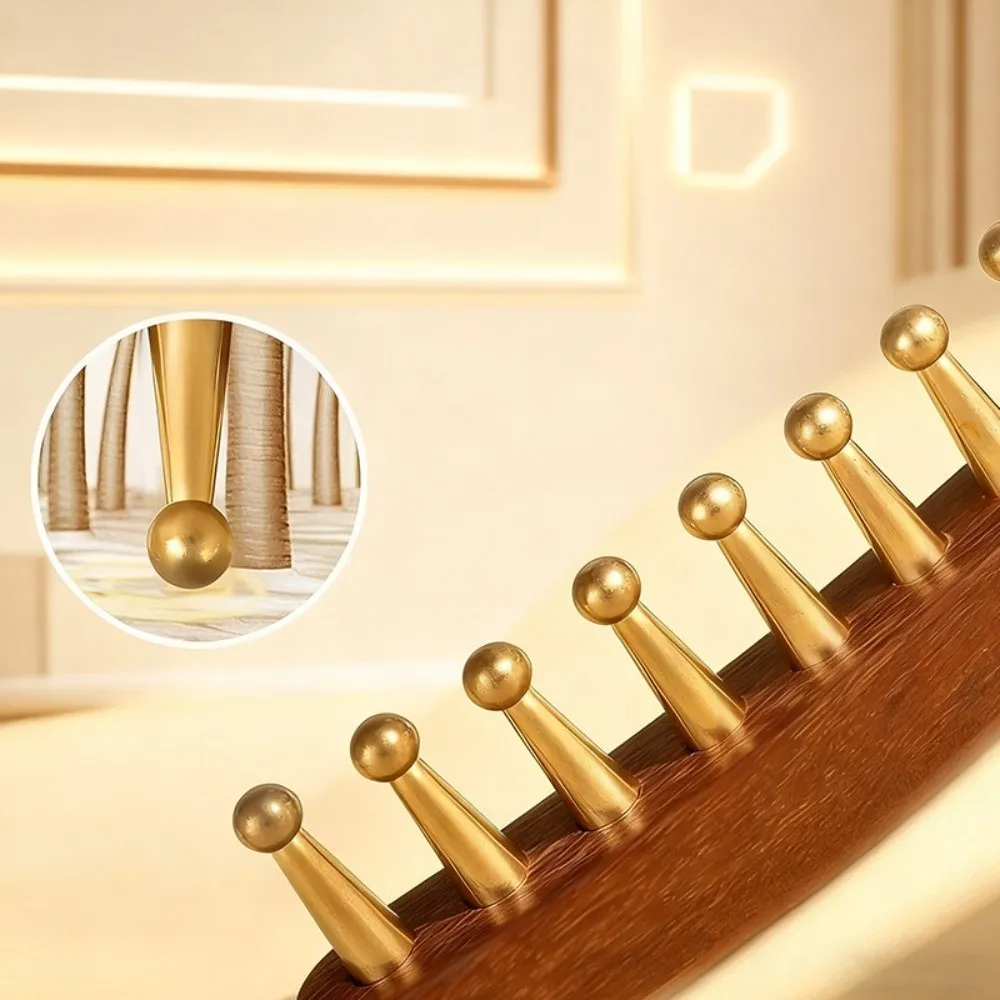 Reduce Puffiness Sandalwood Massager Comb Natural Material Traditional Brass Meridian Comb Long Hair Skin Scraping