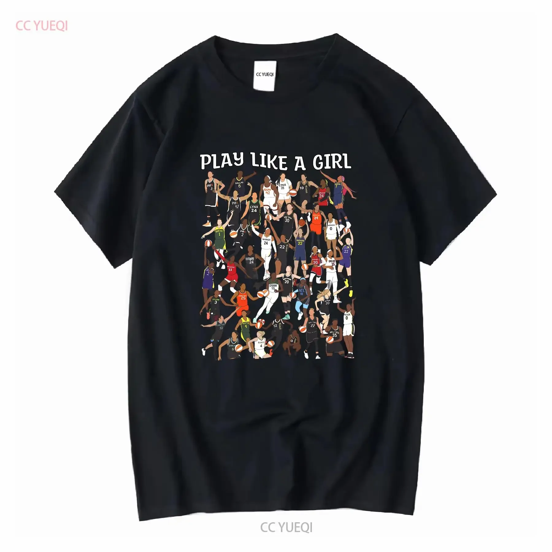 Play Like A Girl WNBA jogadores Jersey Camiseta mangas compridas ou curtas vintage Lavado Macio Confortável Versátil homme Elegante