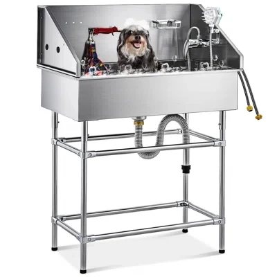 

Stainless Steel Dog Grooming Bath Tub Heavy Duty Bathing Station for Pet Salons and Home Use