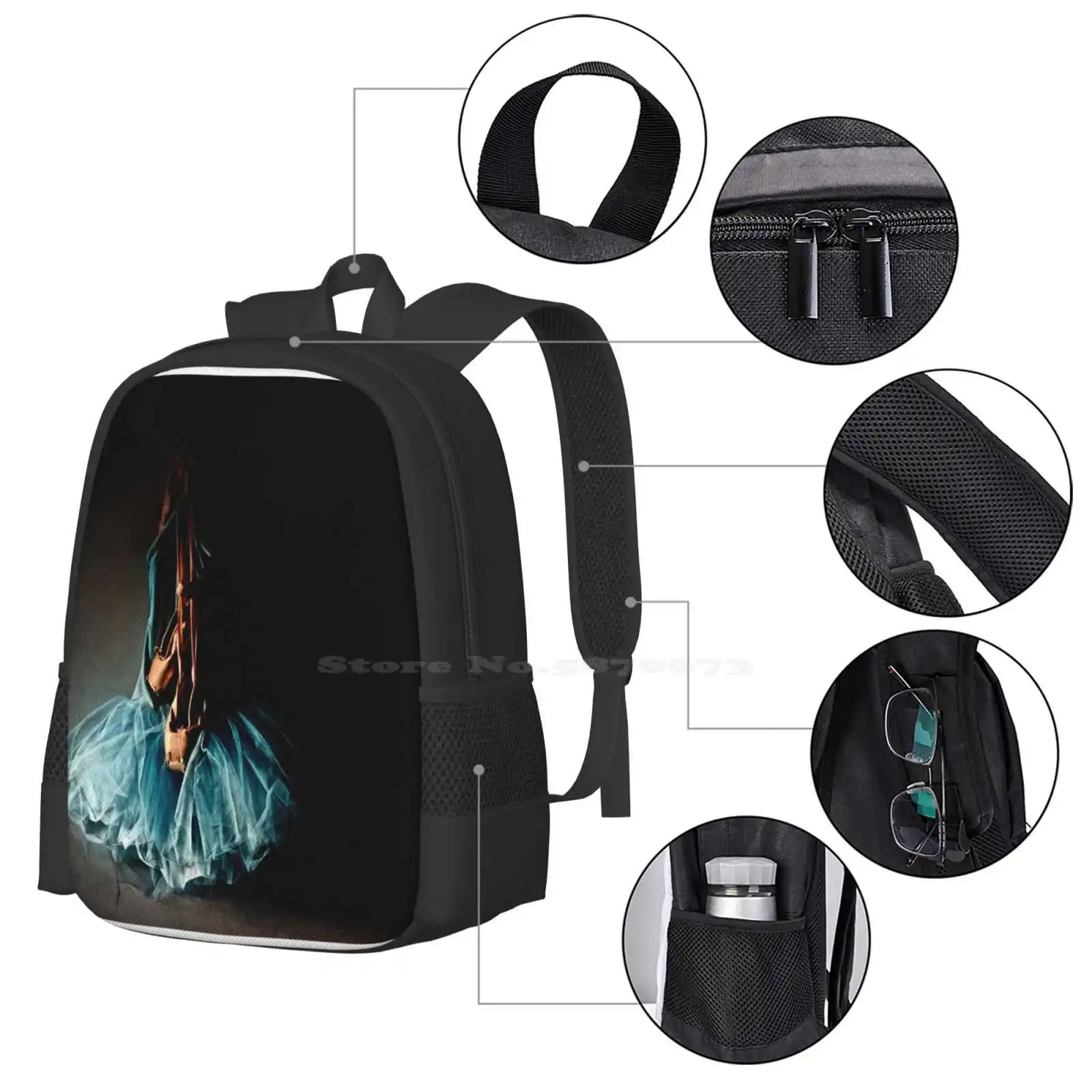 Dramatic Ballet Tutu On Old Wall Fashion Pattern Design Travel Laptop School Backpack Bag Old Ballet Dramatic Dance Classical