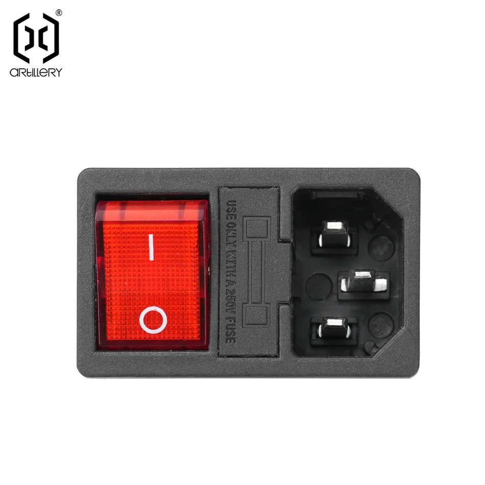 Artillery 3d Printer Socket Power Switch 10A 250V With Fuse for SW-X1/X2/X3/X4 Replacement Parts Accessories