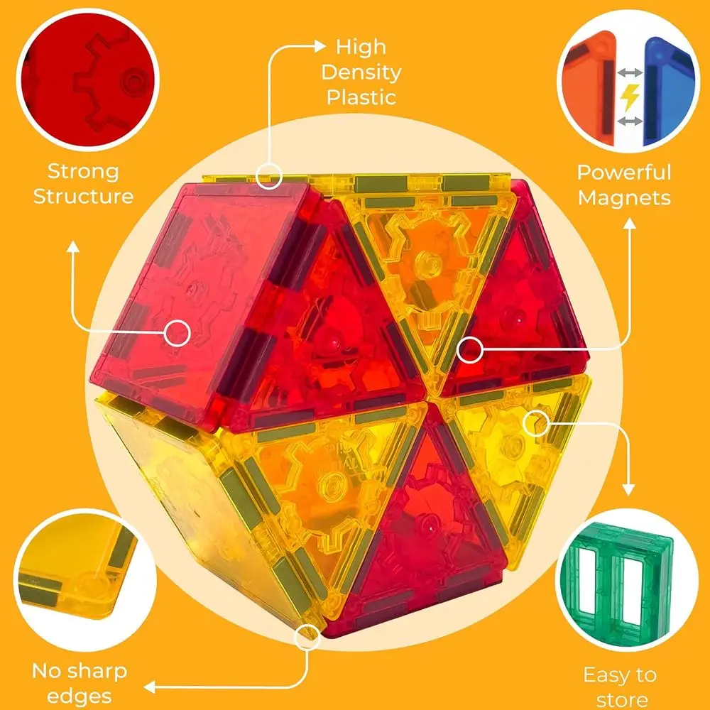 Mega set da costruzione magnetico da 220 pezzi: creazioni 3D infinite, castelli, veicoli e razzi per bambini dai 3 anni in su