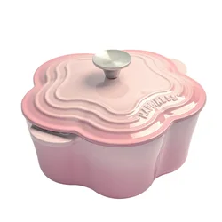 20cm Petal Cast Iron Dutch Oven Binaural Enamel Pot for Bake Bread and Casserole Dish Braising With Lid For All Heat Source