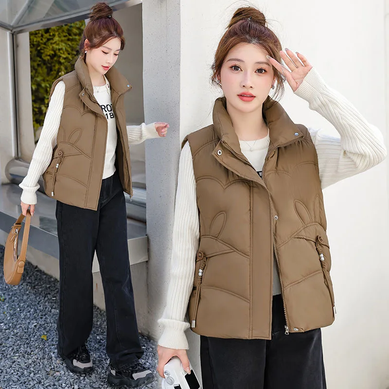 Faionable ort down القطن سترة المرأة Thiened الخريف الشتاء Sli Jaet الكورية Sle فضفاضة تناسب سستة إغلاق #4