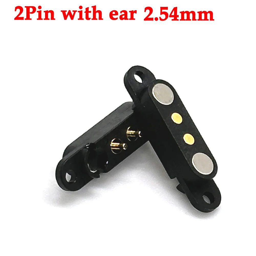 

2A DC Magnetic Pogo Pin Connector 2Pin Pogopin Male Female Spring Loaded DC Power Socket with ears 2P Pitch 2.54mm