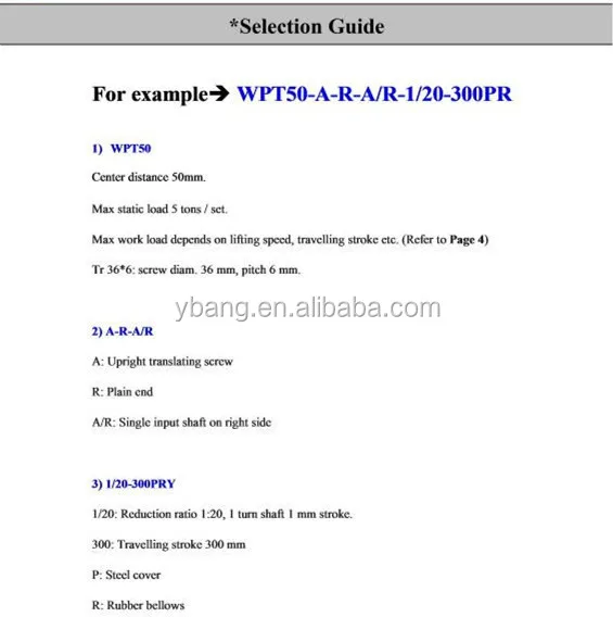 Cric à vis à engrenage à vis sans fin SWL 5 tonnes