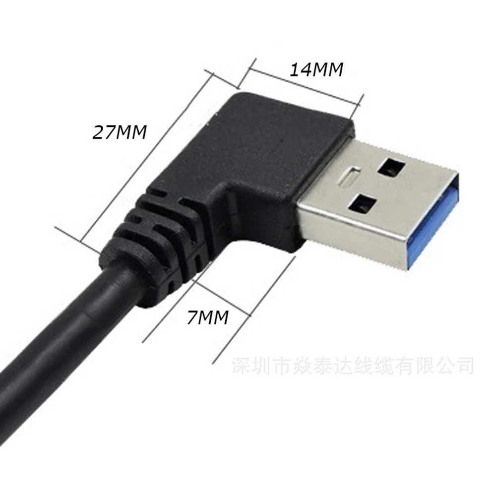 USB 3.0 laki-laki ke perempuan garis ekstensi siku, kiri dan kanan 90 derajat siku terhubung ke USB flash drive mouse keyboard data ca