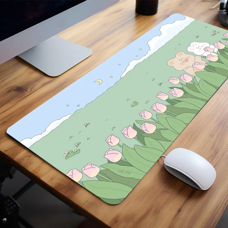 

Cartoon Bear and Rabbit Mouse Pad Large E-sport Desk Pad Natural Rubber Anti-Slip Office Desk Pad Perfect Gift for Teen Girl Boy