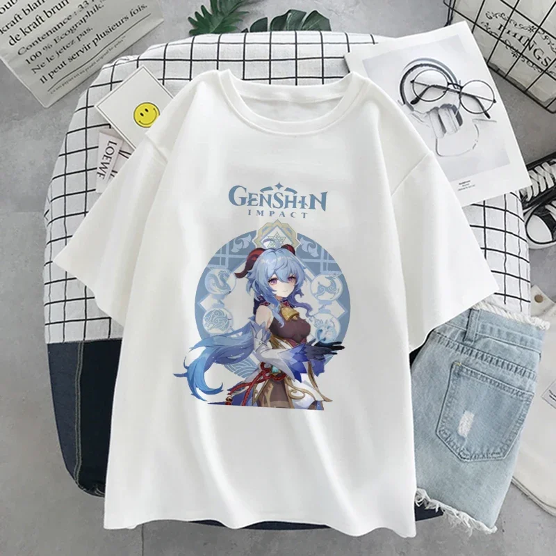 

2023 Summer Kawaii Women T-shirt Genshin Impact Anime Graphic Short Sleeve T-shirts Female Harajuku Fashion y2k Clothes Tops Tee