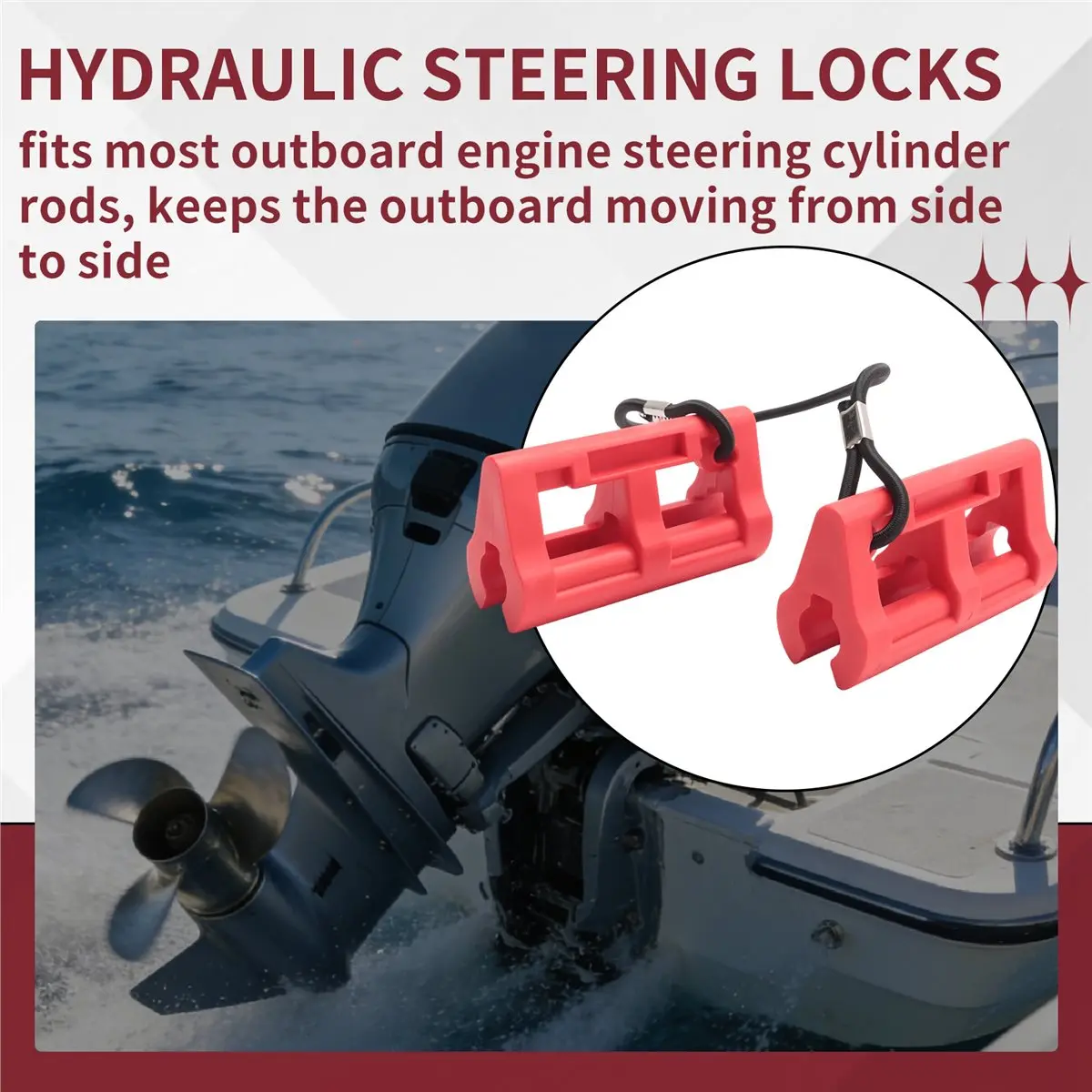 

#23O Industrial & Scientific,Steer Stop Outboard Hydraulic Steering Lock,Outboard Steering Lock (Red)