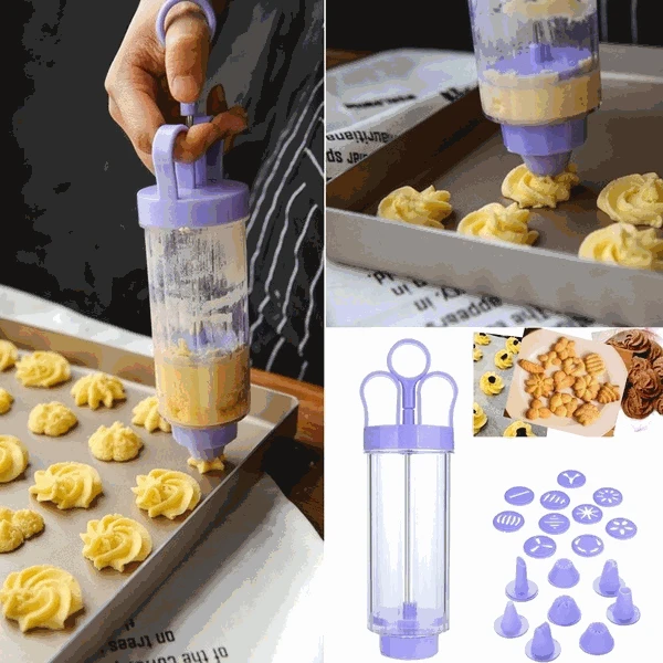 Biscuit Gun Laminating Gun Biscuit Mould Cream Gun Laminating Nozzle Set 10 Piece Flower + 8 Laminating Nozzles Baking