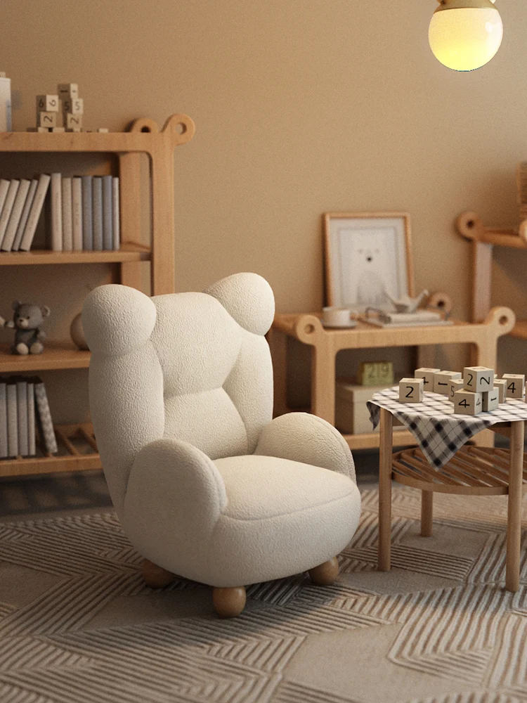 

Sofa Chair Cartoon Lamb Cashmere Armchair With Backrest Children's Chair Living Room Furniture Design Chair Nordic Small Sofa