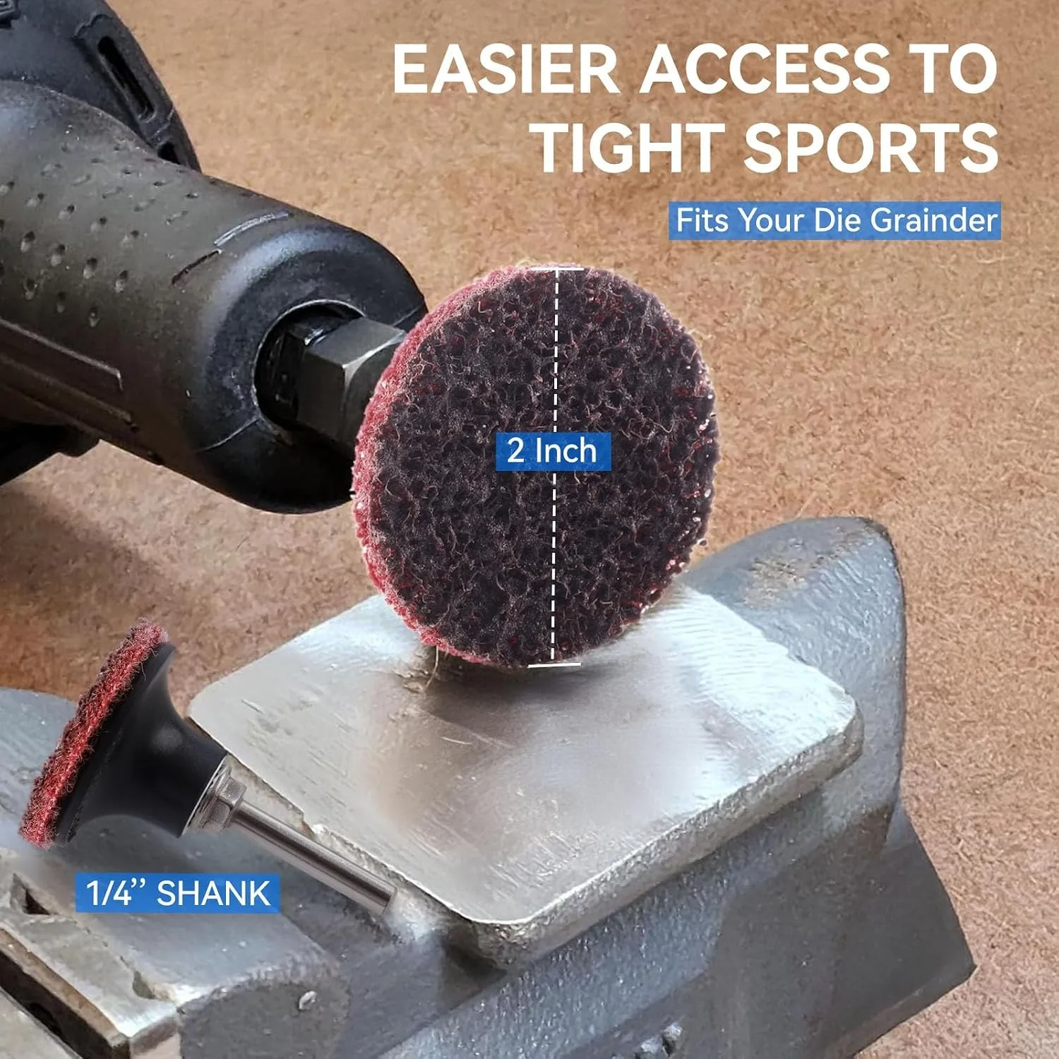 1/2/3Inch Abrasive Disc Sanding Discs Roll Lock Surface Conditioning Discs R-Type Quick Change Disc With Disc Pad Holder 10Pcs