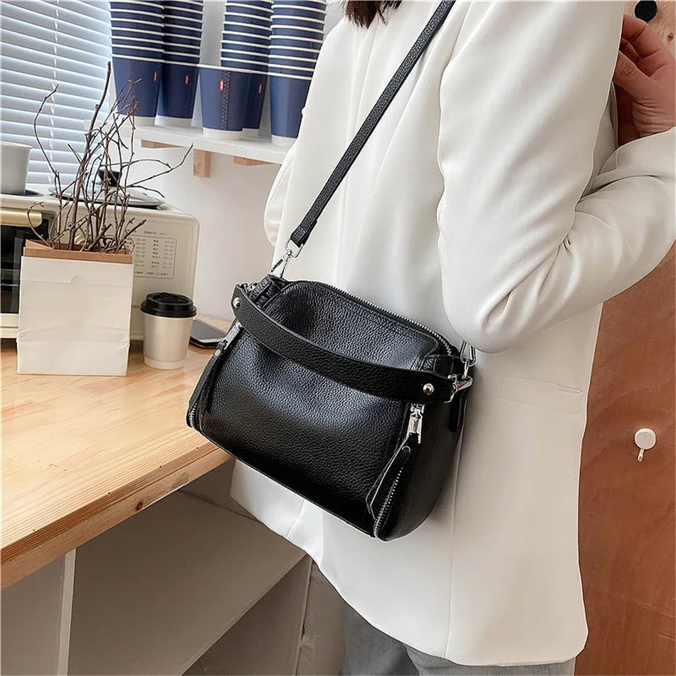 New Genuine Leather Handbags 2024 Fashion Solid Color Women Shoulder Crossbody Bags Designer Casual Messenger Handbag Sac A Main