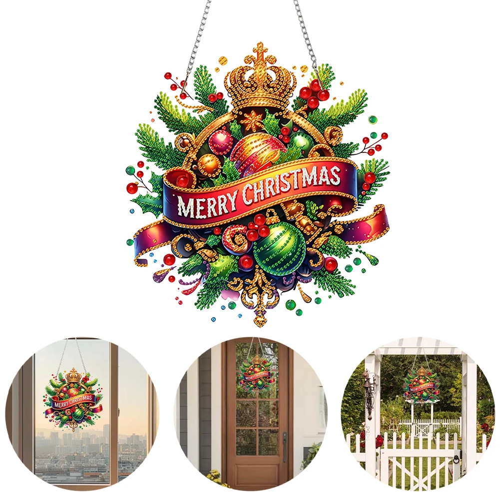 

Christmas Theme Colored Ball 2D Flat DIY Hanging Diamond Art Kits Decor Crafts
