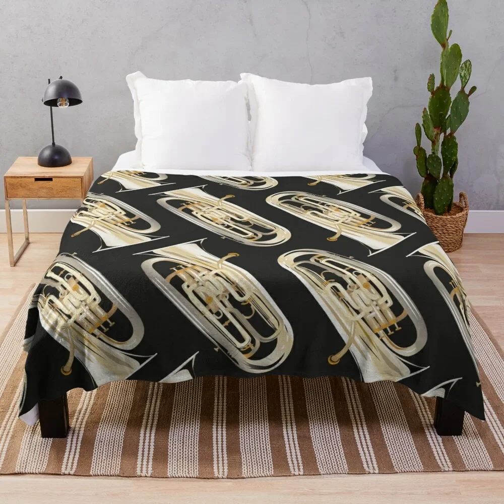 

Euphonium on black Throw Blanket Picnic Retros for babies Blankets