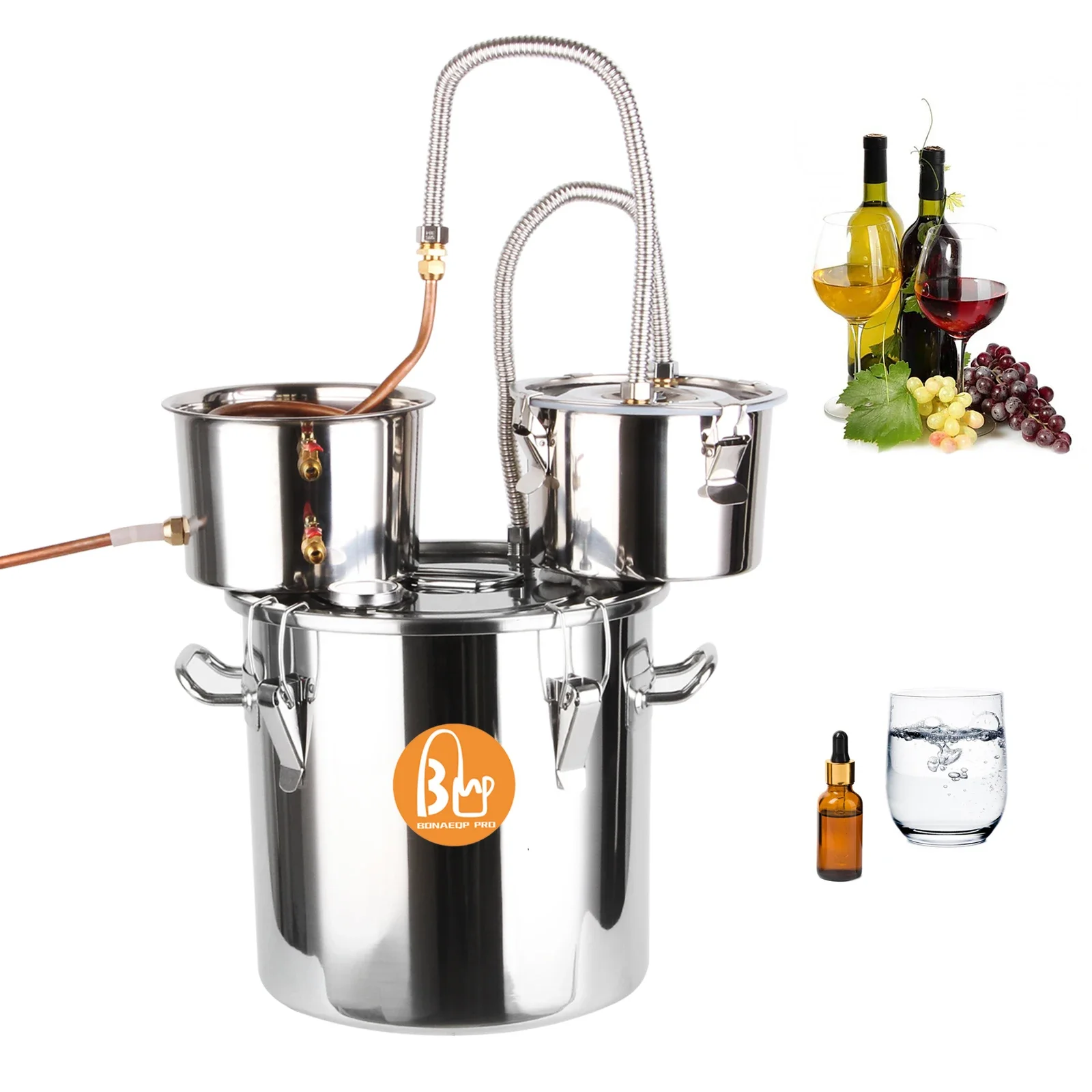 Factory Price 21L Alambic Distillation Machine Copper Pipe Stainless Steel fermenter Moonshine Alcohol Making Kit at Home