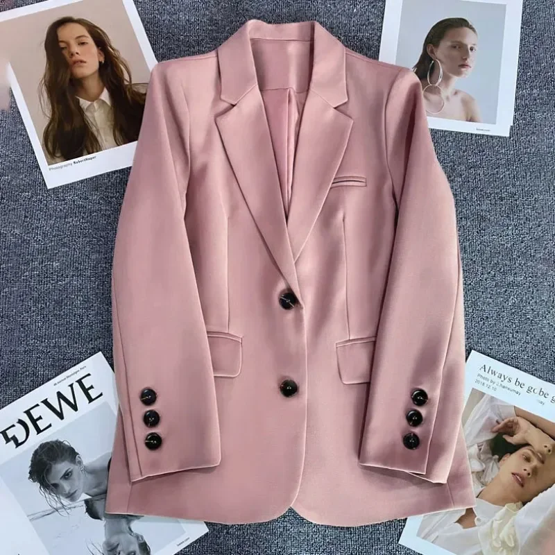 

Elegant Office Lady Blazers for Women 2025 Fashion Long Sleeve Single Button Blazer Coats Female Top Suit Jackets Outerwears