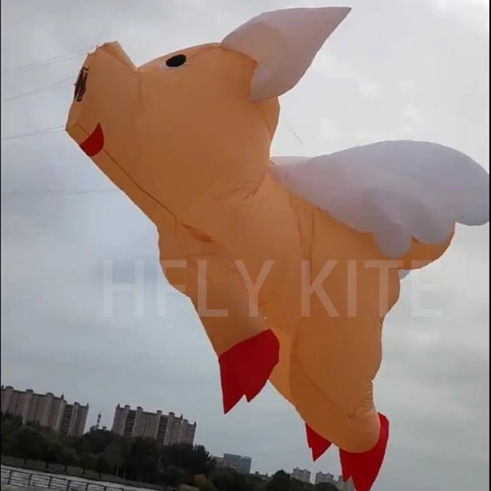 Neuankömmling große 3m Schwein Drachen Linie Wäsche für Erwachsene hochwertige 3D weiche aufblasbare Tier fliegende Schweinchen Drachen Anhänger