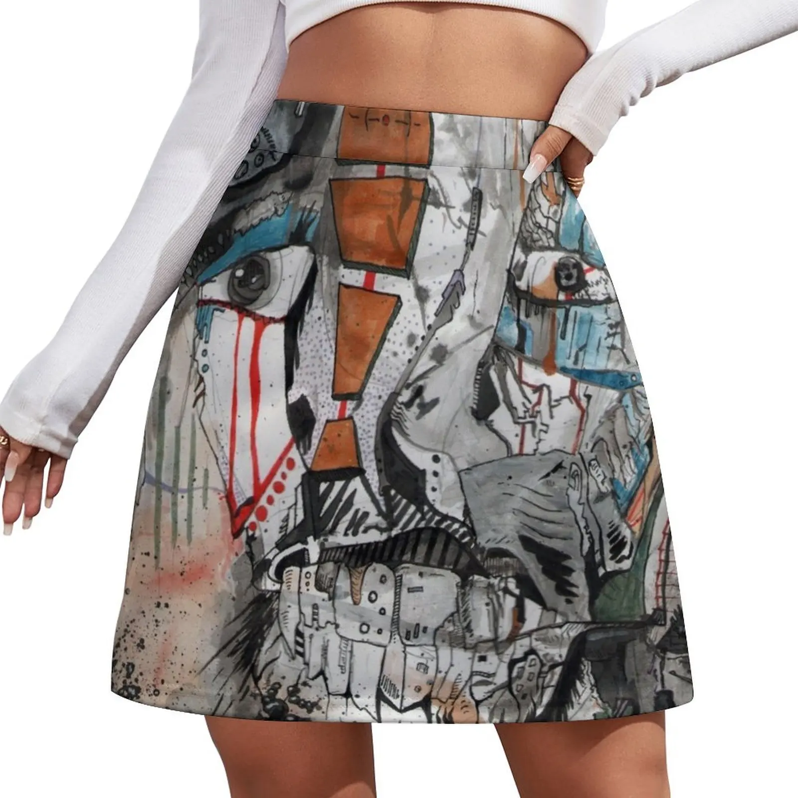 

Servator Abstract Painting Mini Skirt extreme mini dress women's golf wear summer Sexy mini skirt
