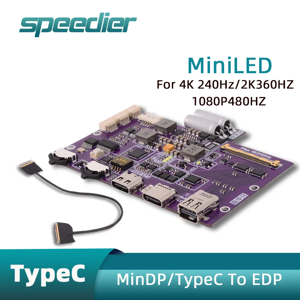 

MiniDP TypeC To EDP Straight-through Board 4K 240Hz MiniLED EDP Driver Board Notebook Portable Display DIY 300Hz 1080P480HZ