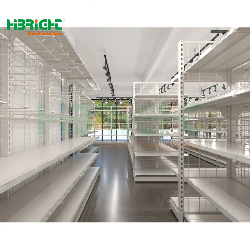 Rak Display Logam Besi Berat Tahan Lama Dua Sisi untuk Ritel, MOQ Rendah, Rak Gondola untuk Supermarket dan Toko Ritel