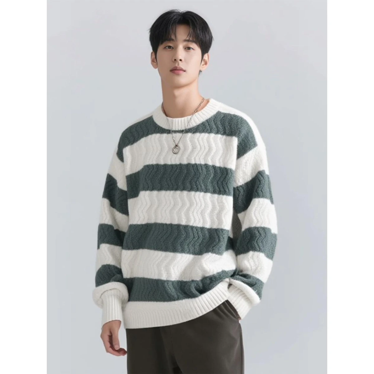 

Осень-зима круглый трикотаж с рисунком Ne, мужской базовый слой, теплый, удобный, свободный крой, длинный свек, повседневный, из полиэстера...