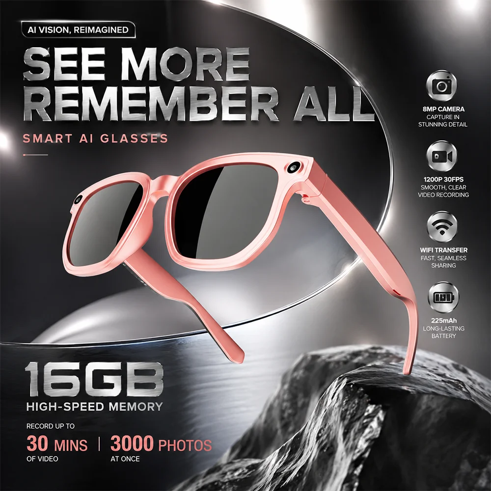 

AI Translation Smart Glasses New Fashion AI Image Recognition 8 Million Pixel Photo Recording AI Voice Assistant Smart Eyewear