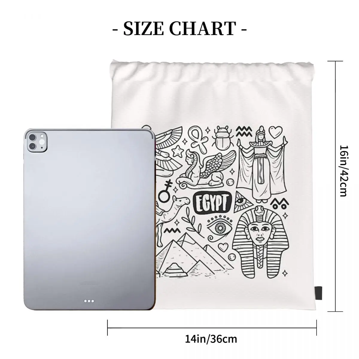 Egypt Icons Hand Drawn Backpacks Multi-function Portable Drawstring Bundle Pocket Sports Bag Book Bags For Man Woman School