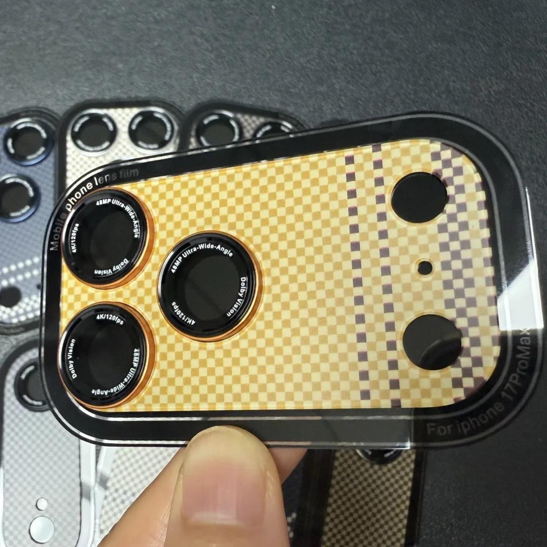 كيفلر ألياف الكربون حامي الكاميرا آيفون 17 برو ماكس الهواء خدش برهان حلقة معدنية غطاء كامل عدسة الزجاج غطاء الفيلم المقسى