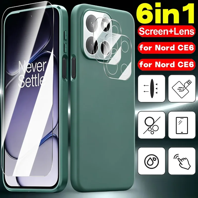 

6in1 9H Tempered Glass for OnePlus Nord 6/CE6 Front Screen Protector Camera Lens Glass HD Protective Films for Nord CE 6 Nord6