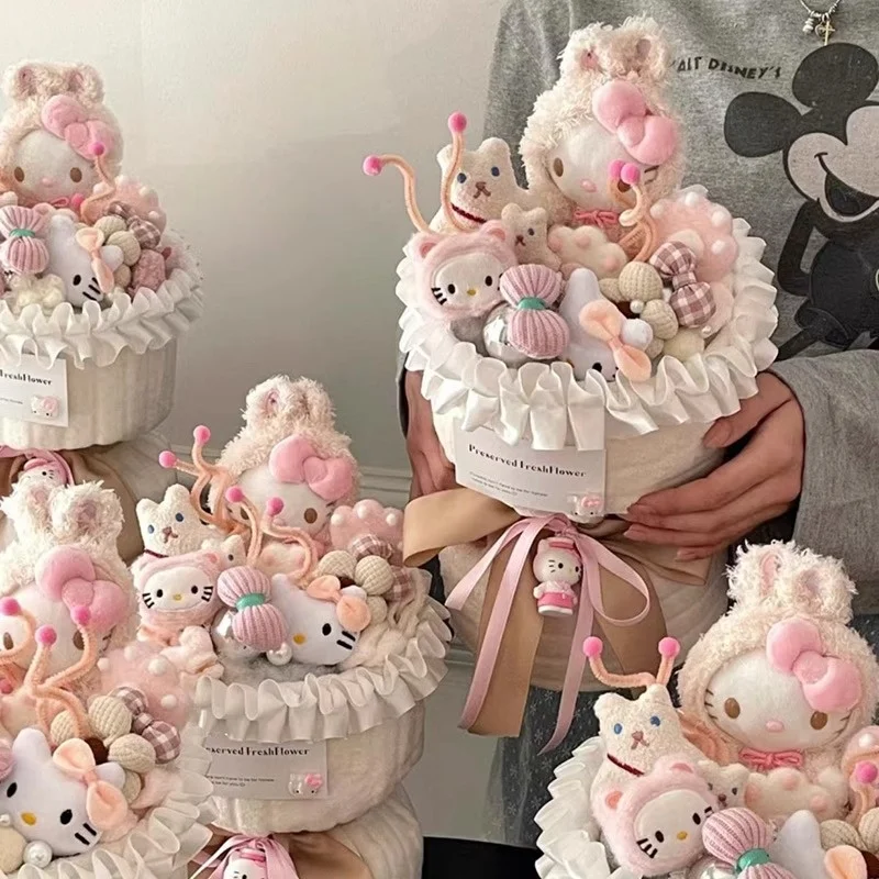 

Hello Kitty Doll Bouquet Finished Birthday Gift For Girls Valentine'S Day Cute Girlfriend Birthday Gift Happy Doll Gift For Frie
