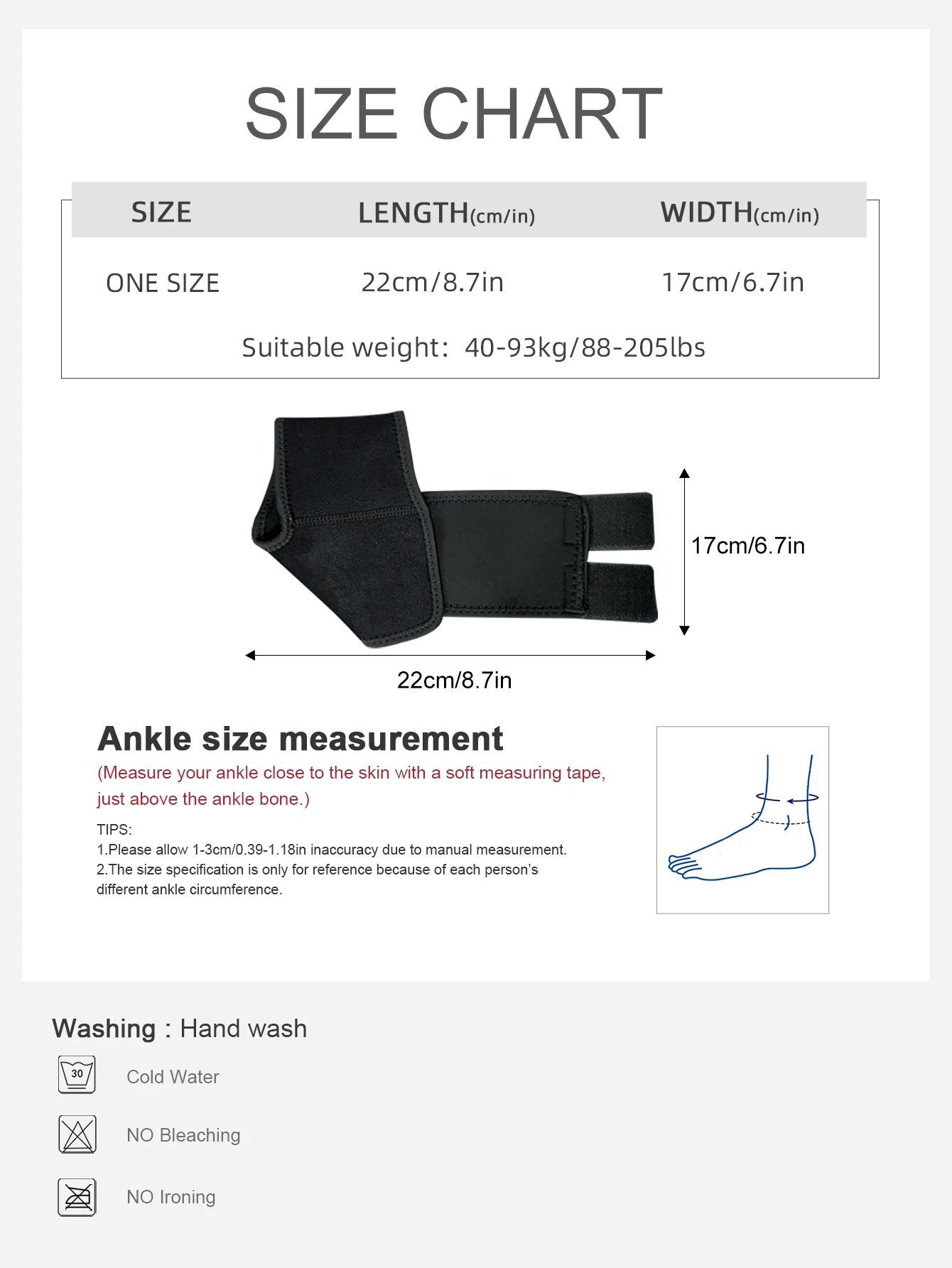 1 Piece Adjustable Neoprene Ankle Support for Running Basketball