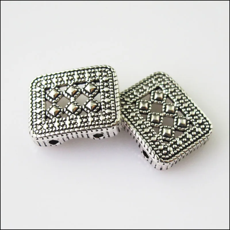 Espaçador de tom prata tibetano, conectores de barras, novos encantos, 2 furos, 12x15mm, 12x15mm