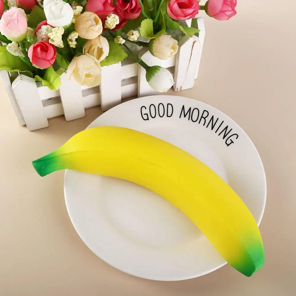 Vent ของเล่นช้า Rising Banana Squeeze ของเล่นจําลองกล้วยผลไม้บีบของเล่นบีบ Pinch ของเล่นสีเหลืองสีเขียว Pu ของเล่นเด็ก