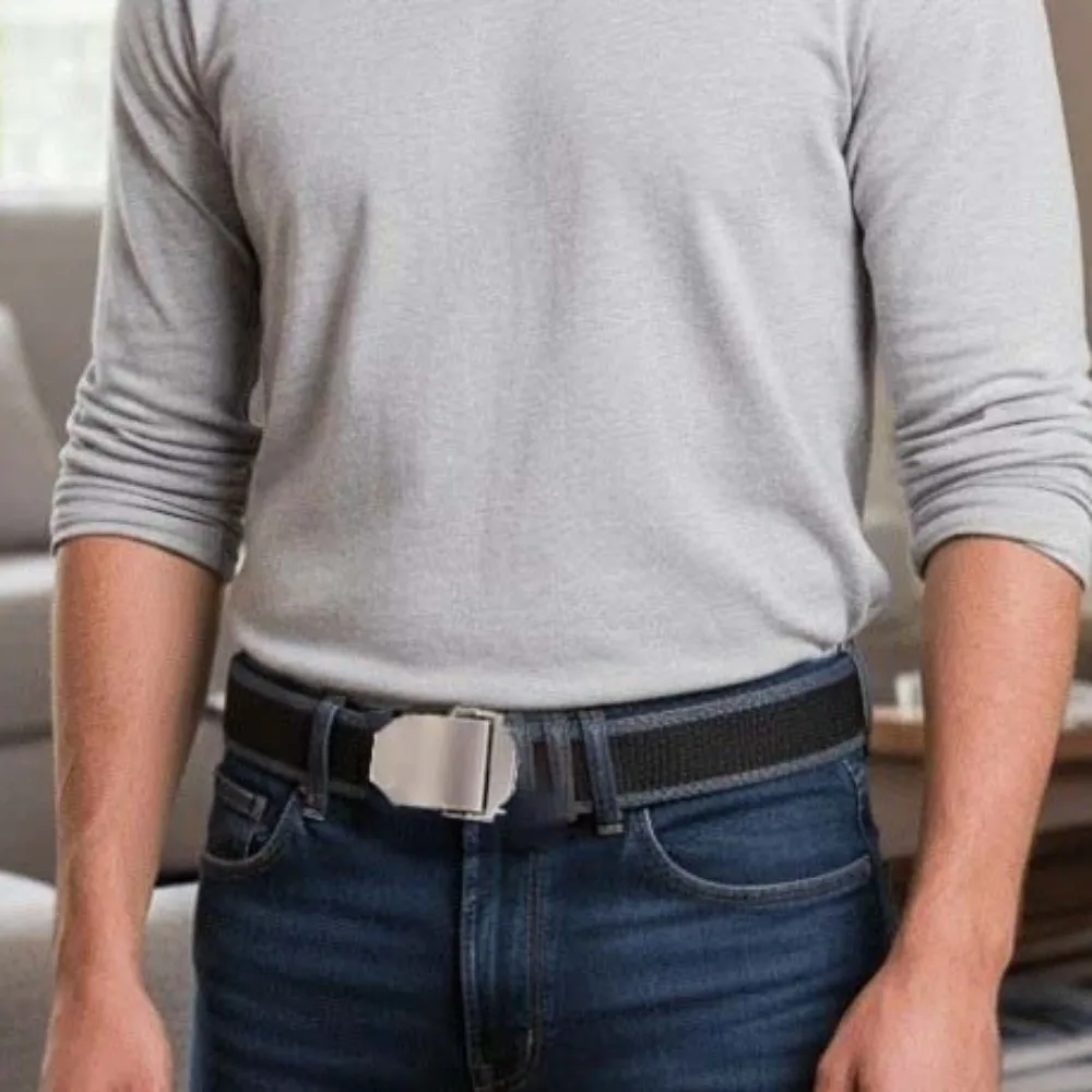 الكلاسيكية قابل للتعديل الرجال النسيج حزام سبيكة الملمس قماش حزام التلقائي مشبك بلون قوي القماش حزام الهدايا