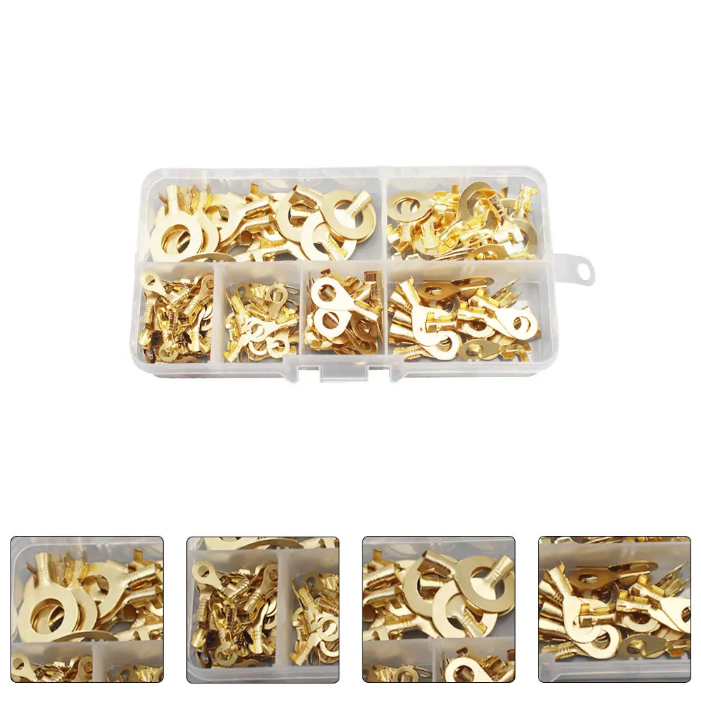 150Pcs Copper Crimp Ring Terminal Full Port Barrel Wire Connector for Electrical Power Automotive Lug Terminal